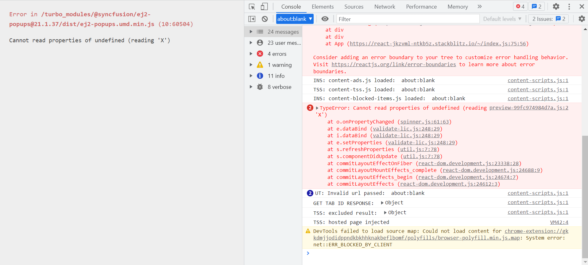 A console error occurred when using the position property in the dialog ...