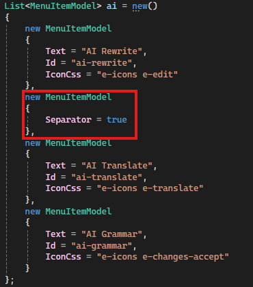 Syncfusion - MenuItemModel Separator - Bug - 2.png